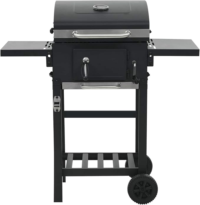 Gecheer Charcoal-Fueled BBQ Grill with Bottom Shelf Black for Patio Backyard Garden Camping Bonfire