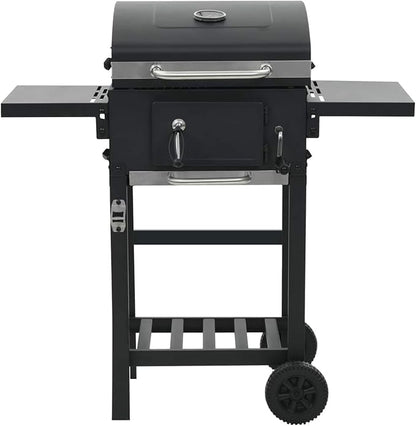 Gecheer Charcoal-Fueled BBQ Grill with Bottom Shelf Black for Patio Backyard Garden Camping Bonfire