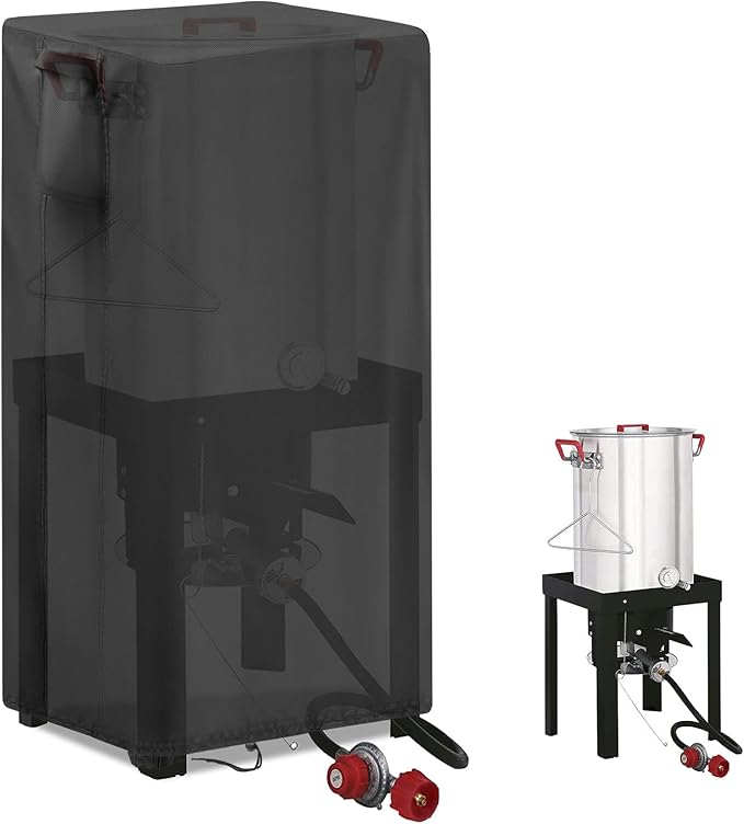 Turkey Deep Fryer Cover for CreoleFeast TFS3010 Propane, Waterproof Outdoor Cooker Turkey and Fish Fryer Pot Seafood Boil Pot Cover - 15.7x15.7x30 inch, Black