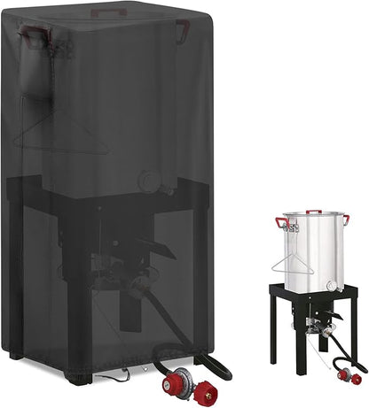 Turkey Deep Fryer Cover for CreoleFeast TFS3010 Propane, Waterproof Outdoor Cooker Turkey and Fish Fryer Pot Seafood Boil Pot Cover - 15.7x15.7x30 inch, Black