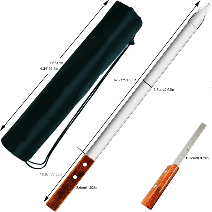 23.6 Inch Long Kabob Skewers,0.91Inch Wide Skewers for Kabobs,Metal Stainless Steel Kebob for Grilling,Extra Large Flat Kebab BBQ Tool,Barbecue Sticks with Wood Handle,Set of 7