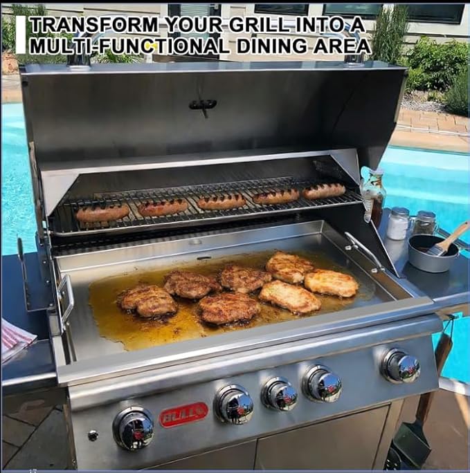 16517 Flat Top Griddle Insert for Bull Grill 4 Burner Angus 41628 47628 41629, Stainless Steel Griddle Plate for Outlaw 30" 26039 26038, for Bull Premium 18248 18249, Lion L75000 Grill Parts
