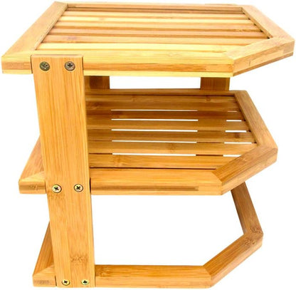 Trademark Innovations Bamboo Kitchen Counter Corner Shelf 3 Tier Plate Rack