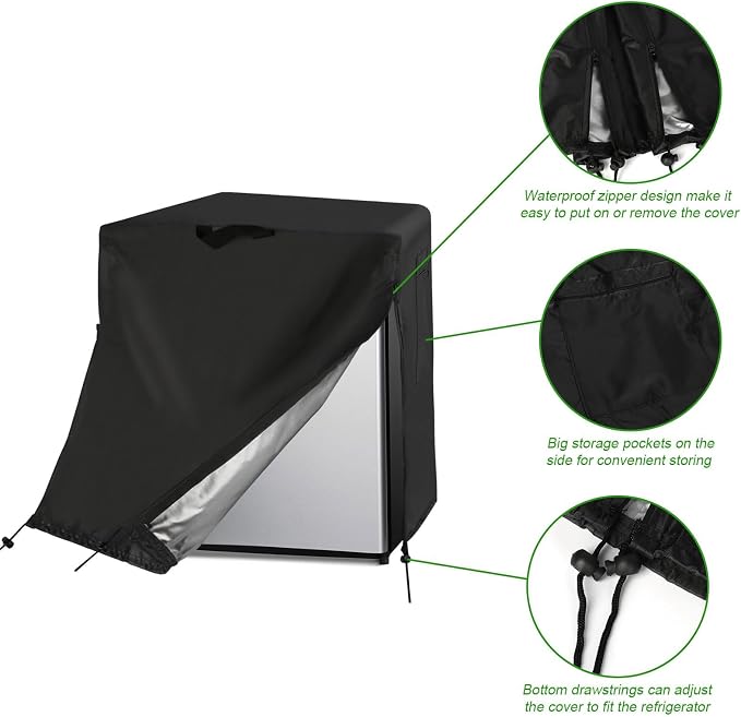 Mini Refrigerator Cover for Most 2.5/2.7 Cu Ft Compact Beverage Fridge | 19x19x27,Waterproof Dustproof Heavy Duty Oxford Fabric,for Most 2.5- 2.7 Cubic Feet Small Wine Freezer for Outside