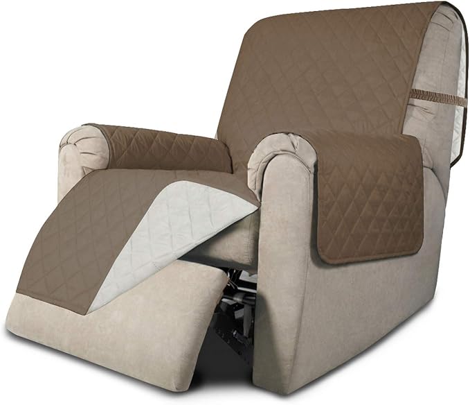 Easy-Going Reversible Couch Cover, Recliner 19 in, Camel/Ivory | Machine Washable Slipcover For Dogs, Water Resistant Furniture Mat For Living Room, Non-Slip Sofa Cover, Pet Friendly