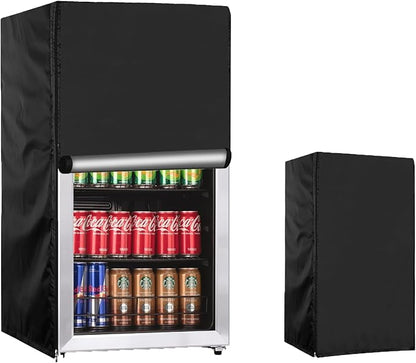 Beverage refrigerator cover 20''W x 20''D x 34''H,Suitable for 3.0-3.2 cu ft Beverage fridge/Mini fridge, 600D Oxford Washable, Reusable, Front can be opened, Black