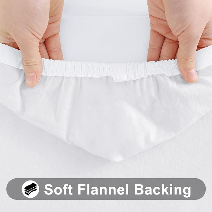 Smiry 2 Pack Rectangle Tablecloth, Elastic Fitted Flannel Backed Vinyl Tablecloths for 4ft Folding Tables, Waterproof Wipeable Table Covers for Outdoor, Indoor, Picnic and Camping (White, 24"x48")