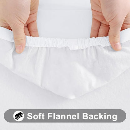 Smiry Rectangle Tablecloth, Elastic Fitted Flannel Backed Vinyl Tablecloths for 2ft Folding Tables, Waterproof Wipeable Table Covers for Indoor, Outdoor, Camping and Picnic (White, 24"x24")