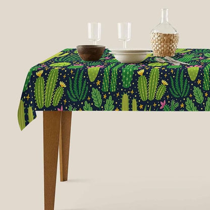 TKS MITLAN Tablecloth Green Plant Table Cloth Rectangle Table 60 x 84 Inch Cactus Flowers Exotic Mexican Kitchen Decorations for Home Dinner Party