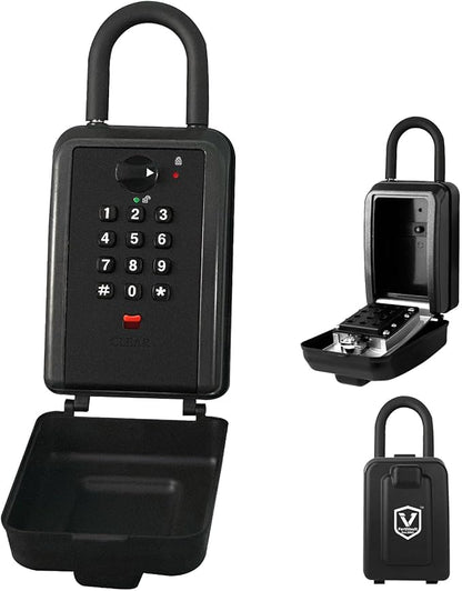 Wall & Hanging Safe Key Lock Box, 12 Digit Combination Lock Box for Keys with Resettable Code, Large Capacity & Weatherproof Outdoor Lockbox, Spare Key Safe Storage Lock Box for Home, Garage，Black