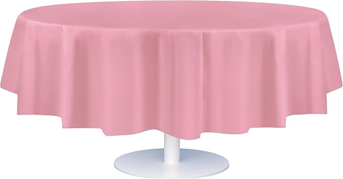 Grandipity 12 Pack Premium Disposable Plastic Tablecloth 84" Inch Decorative Round Table Cover - Pink