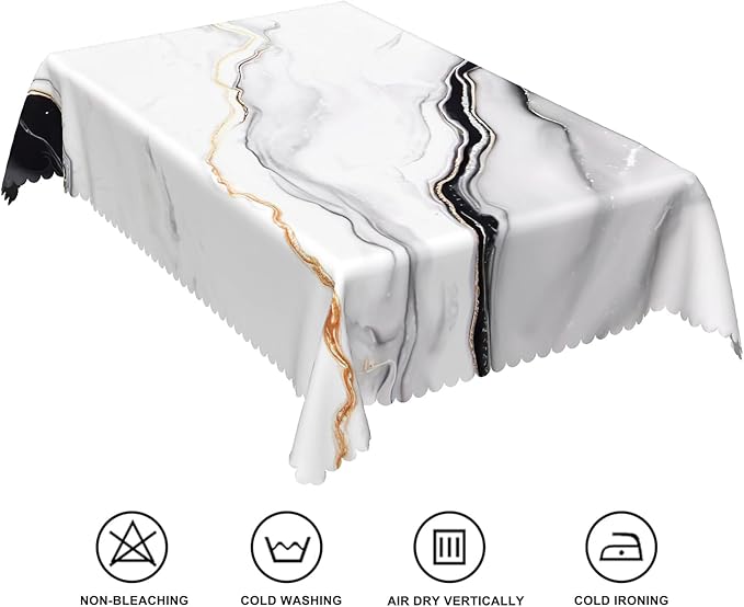 70x140inches White Grey Marble Tablecloth Elegant Marble Texture Rectangle Table Cloth Spill Proof and Wipeable Polyester Fabric Table Cover for Kitchen Dining Room Living Room Home Decor