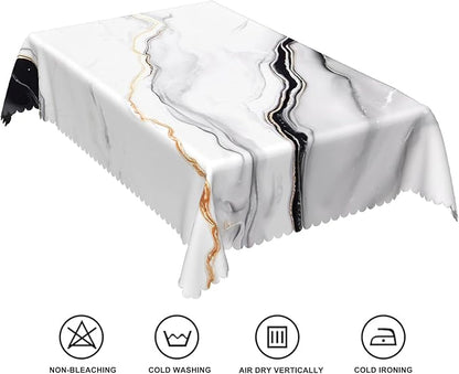 54x108inches White Grey Marble Tablecloth Elegant Marble Texture Rectangle Table Cloth Spill Proof and Wipeable Polyester Fabric Table Cover for Kitchen Dining Room Living Room Home Decor