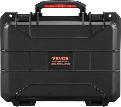 VEVOR Weatherproof Hard Case, Heavy Duty Protective Dry Box with Pre-cut Foam, Retractable Pull Handles for Travel, Hunting, Military, Tactical, IP67 Waterproof Case for Cameras(14.96x11.81x5.51)