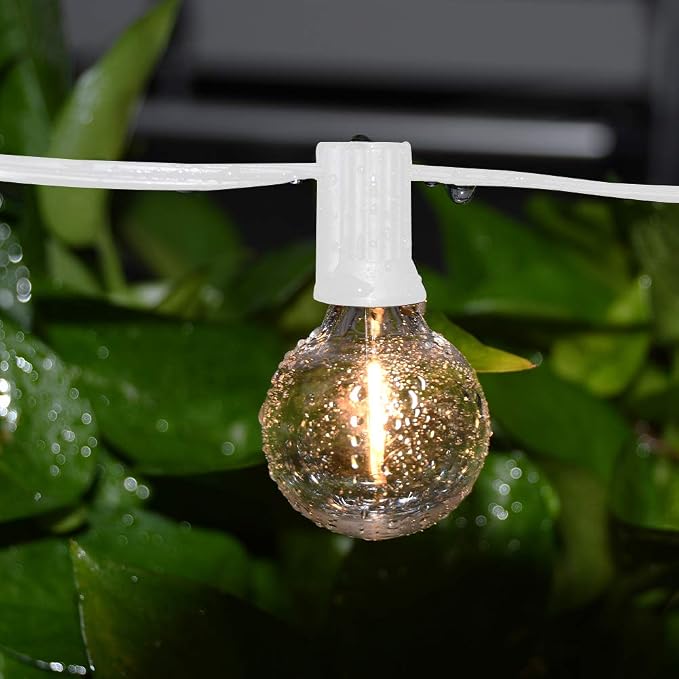 GOOTHY 50Ft LED Outdoor String Lights with 22 G40 LED Shatterproof Globe Bulbs(2 Spare), Connectable Hanging Outdoor Patio Lights for Backyard Garden Porch Party Decorations, White