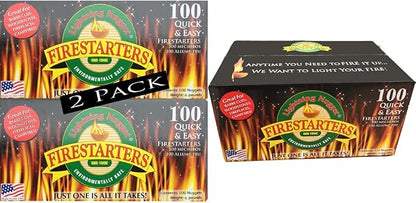 AN100-2 200 Count Fire Starters, Tan (Pack of 200) & Lightning Nuggets N100SEB Super Economy Box Fire Starter 100, Count, Tan