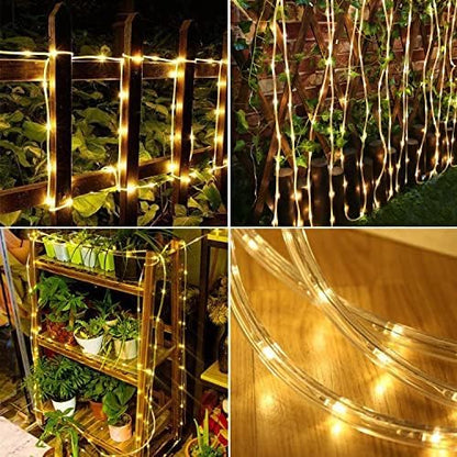 LairtPOW Solar Rope Light Outdoor Waterproof, 39FT 100LEDs Solar Tree Lights with 8 Lighting Modes, IP65 Waterproof Fairy Rope Lights for Palm Tree Garden Patio Yard Christmas Decoration (Warm White)