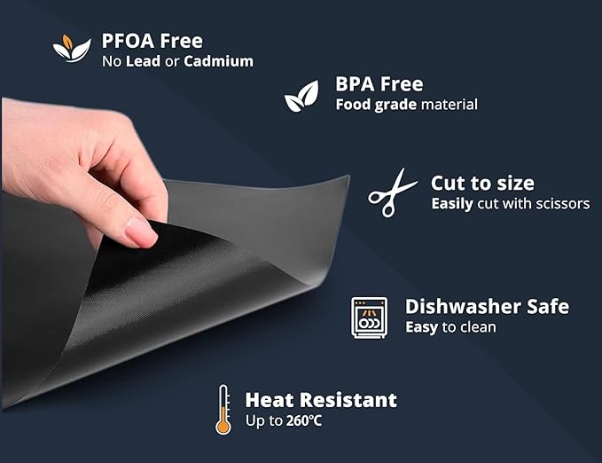Linda's Essentials BBQ Grill Mats for Outdoor Grill Mat (5 Pack) 13" x 15.75" - Reusable Heat-Resistant Grilling Mats for Outdoor Grill, Non Stick Grill Matt, Easy Clean BBQ Matts for Outdoor Grills