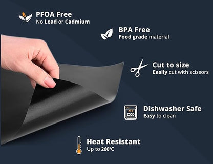 Linda's Essentials BBQ Grill Mats for Outdoor Grill Mat (5 Pack) 13" x 15.75" - Reusable Heat-Resistant Grilling Mats for Outdoor Grill, Non Stick Grill Matt, Easy Clean BBQ Matts for Outdoor Grills