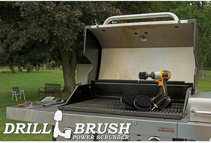 Drillbrush BBQ Grill Cleaning Kit Drill Brush Set - Safe Nylon Grill Brush | Nylon Ultra Stiff Power Scrubber Attachments for Loose Paint, De-Scaling Rust & Graffiti Removal on Stone, Brick & Masonry