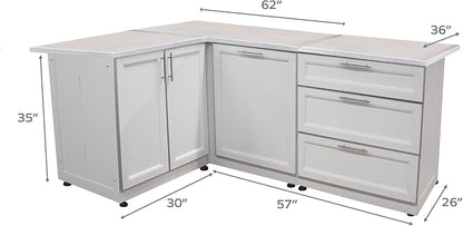 Blue Sky Outdoor Living White Shaker 3-Piece Outdoor Kitchen Combo Set 12 – Modular Weatherproof Storage Cabinets