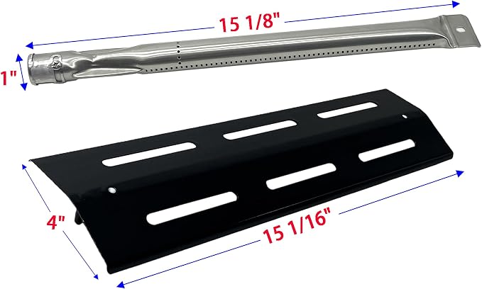 Parts Kit DG112 Burners, Heat Plates Replacement for Kenmore P01708034E, P02008010A, P02008029A gas grills, 4 Pack