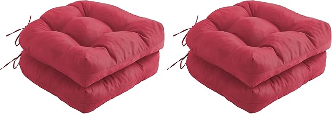 IPYNBAP Outdoor Chair Cushions Set of 2, Patio Chair Cushions with Ties, 19x19+5” Tufted Outdoor Seat Cushions, Waterproof Patio Furniture Cushions, Outdoor Dining Chair Pads, Burgundy (Pack of 2)