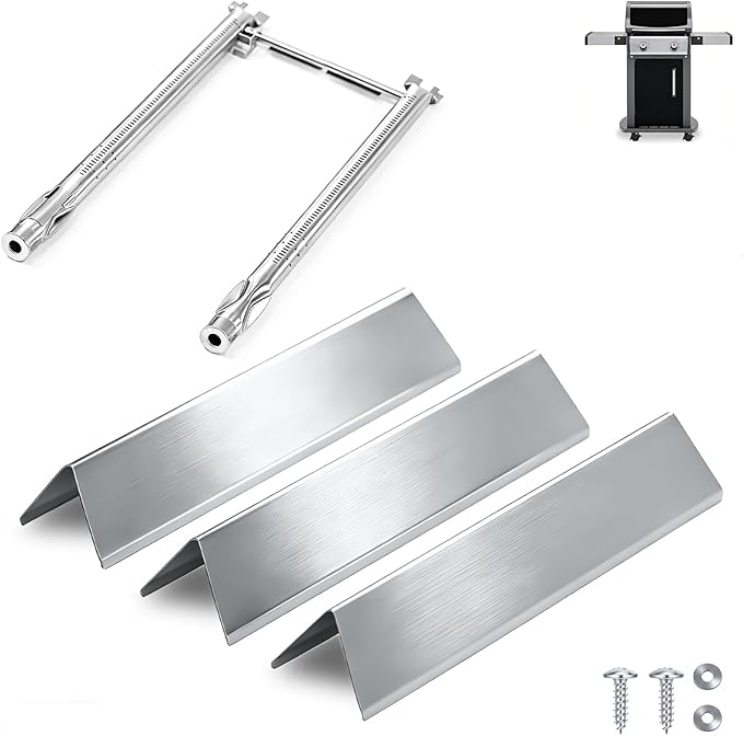 Spirit E210 7635 Flavorizer Bars & 69785 Grill Burner Tubes for Weber Spirit I II & GS4 200 E210 E220 S210 S220 with Front Control, 15.3" Flavor Bar and 18" Burner for Weber Spirit 2 Replacement Parts