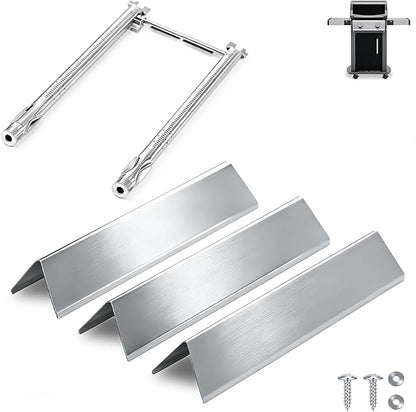 Spirit E210 7635 Flavorizer Bars & 69785 Grill Burner Tubes for Weber Spirit I II & GS4 200 E210 E220 S210 S220 with Front Control, 15.3" Flavor Bar and 18" Burner for Weber Spirit 2 Replacement Parts