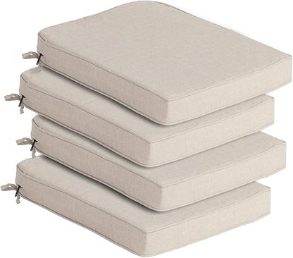 Goodgoods 19.5 x 20 Outdoor Chair Cushions Set of 4, Fade-Resistant & Water-Resistant Patio Seat Cushion Pads with Ties, 30D High-Resilience Foam for Dining Room Kitchen Chairs, Putty