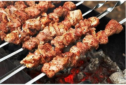 IMEEA 16.5 Inch Flat Stainless Steel BBQ Skewers (12.5 Inch Cooking Area) Kebab Barbecue Skewers for Home Grilling & Kabob, Set of 6