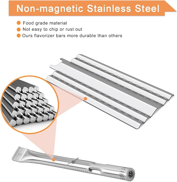Grill Replacement Parts for Charbroil 463439915, 463322613 and Other Grills | Grill Parts 463334613 463335014, 14 3/4" Heat Plates, 14 7/16" Grill Burner and 16 15/16" Grill Grates, Stainless Steel