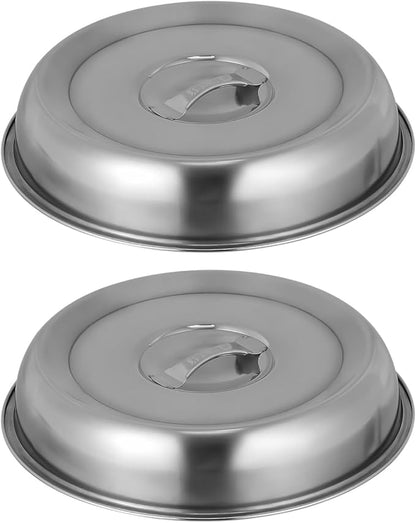 2Pcs Cheese Melting Dome Round Stainless Steel Basting Cover Wok Lids Griddle Grill Accessories for Kitchen Cooking Flat Top BBQ Indoor Outdoor Dishwasher Safe Heavy Duty