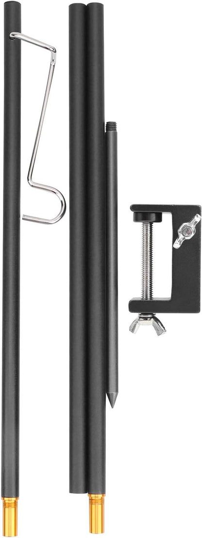 CHICIRIS Aluminum Alloy Light Stand, Portable Foldable Stainless Steel Hook Camping Lamp Pole with Storage Bag, for Outdoor Camping Picnic BBQ