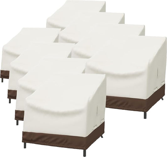 Amazon Basics Outdoor Chair and Patio Furniture Covers, Waterproof Lounge Deep Seat Covers, UV Resistant, Click-Close Straps, 31" x 38" x 29", Set of 2, Beige/Tan (Pack of 4)