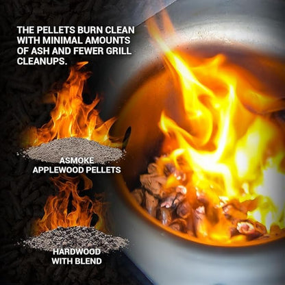 ASMOKE 100% Apple Wood Pellets for Pellet Grills - 45lb Resealable Bag, Low Moisture Smoking Pellets for BBQ, Grill & Pizza, Perfect for Chicken, Pork & Beef (45 Pounds)