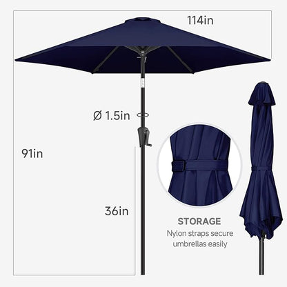 FLAME&SHADE 10ft Patio Umbrella - Outdoor Umbrella with 6 Sturdy Ribs, Push Button Tilt and Crank, UV Protection Table Market Umbrella for Pool, Porch, Garden, Deck, Backyard (Navy Blue)