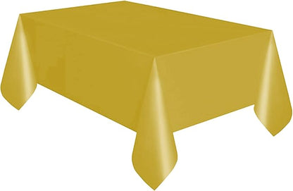 Gold Solid Rectangular Plastic Table Cover (54" x 108") 1 Count - Elegant Design & Premium Quality, Ideal For Parties, Events & Everyday Use