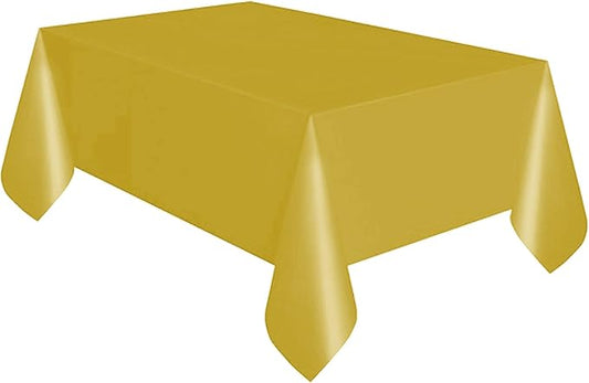 Gold Solid Rectangular Plastic Table Cover (54" x 108") 1 Count - Elegant Design & Premium Quality, Ideal For Parties, Events & Everyday Use