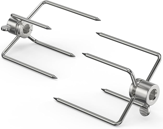 Onlyfire 6007 Stainless Steel Grill Rotisserie Meat Forks(1-Pair)- Only Fits 5/16" Square Spit Rods