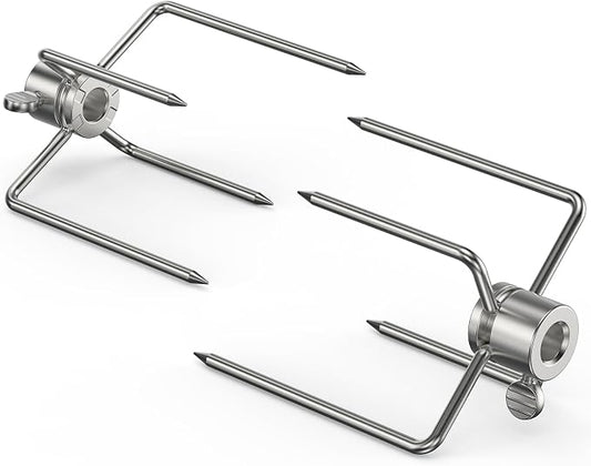 Onlyfire 6007 Stainless Steel Grill Rotisserie Meat Forks(1-Pair)- Only Fits 5/16" Square Spit Rods