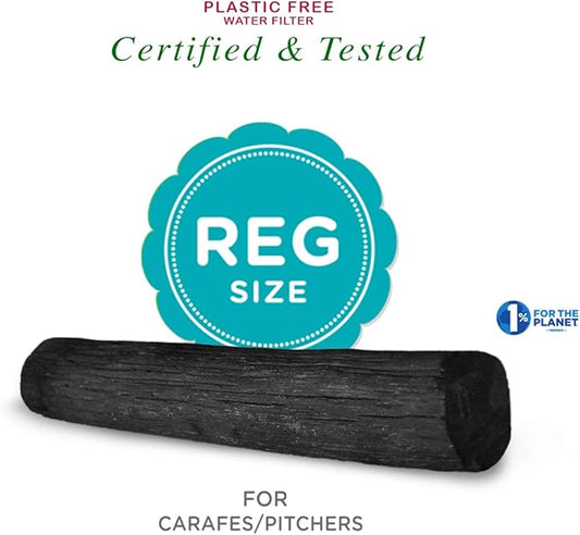 Kishu Charcoal Regular size for Pitchers. The finest form of activated charcoal. Fits in any pitcher. Made by Japanese artisans. The simple, green way to filter water.