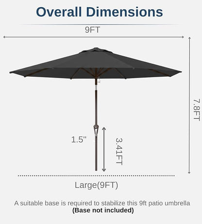 9FT Auto-Tilt Patio Umbrella|Outdoor Market Table Umbrella with 8 Fiberglass Ribs for Pool,Deck&Backyard