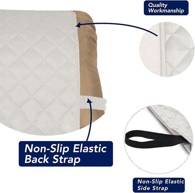 PureFit Reversible Recliner Chair Covers Couch Covers for Dogs, 19 in | Ivory/Ivory, Water Resistant Couch Protector, Washable Pet Couch Cover with Non Slip and Elastic Straps For Kids