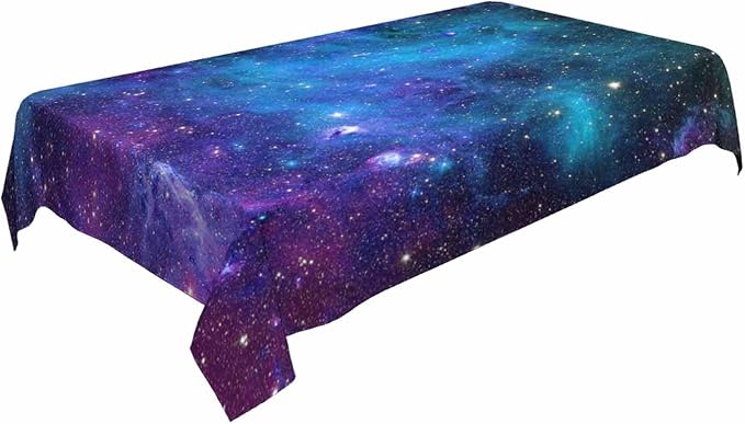 TKS MITLAN Galaxy Purple Decorative Rectangle Tablecloth Universe Planet Stars Shine Milky Polyester Table Cloths Kitchen Table Cover for Dining BBQ Picnic Coffee Table 60 x 84 Inch 6-8 Seats