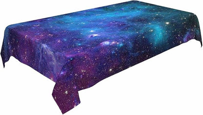 TKS MITLAN Galaxy Purple Decorative Rectangle Tablecloth Universe Planet Stars Shine Milky Polyester Table Cloths Kitchen Table Cover for Dining BBQ Picnic Coffee Table 60 x 84 Inch 6-8 Seats
