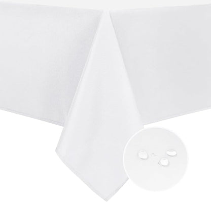 DWCN Square Tablecloth - 54 x 54 Inch - Waterproof Stain and Wrinkle Resistant Washable Table Cloth, Decorative Fabric Table Cover for Kitchen Dining Room Party and Outdoor Use, White