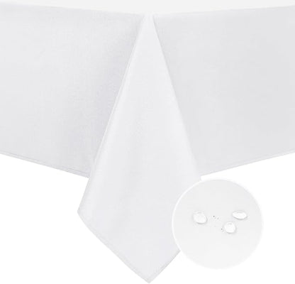 DWCN White Square Tablecloth - 60 x 60 Inch - Stain and Wrinkle Resistant Washable Waterproof Table Cloth, Decorative Fabric Table Cover for Kitchen Dining Room Party and Outdoor Use