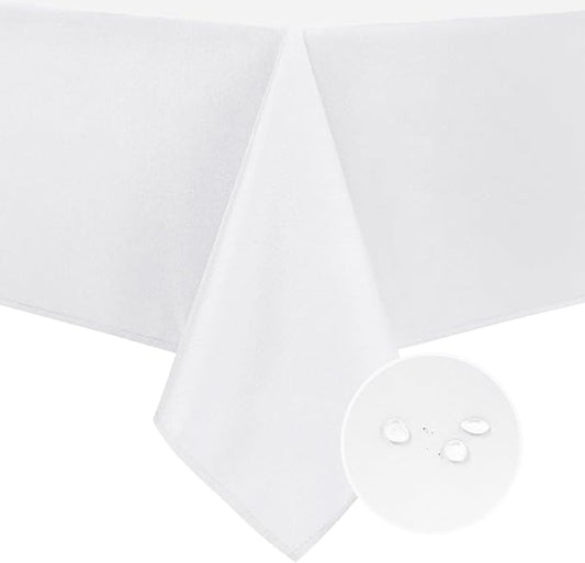 DWCN White Square Tablecloth - 60 x 60 Inch - Stain and Wrinkle Resistant Washable Waterproof Table Cloth, Decorative Fabric Table Cover for Kitchen Dining Room Party and Outdoor Use