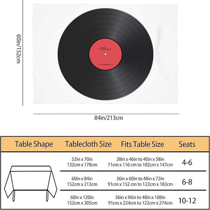 TKS MITLAN Vinyl Record Tablecloth 60x84 Inch Rectangular Music Disk Modern Classic Oblong Table Cloth Kitchen Table Decorations for Home Dinner Party
